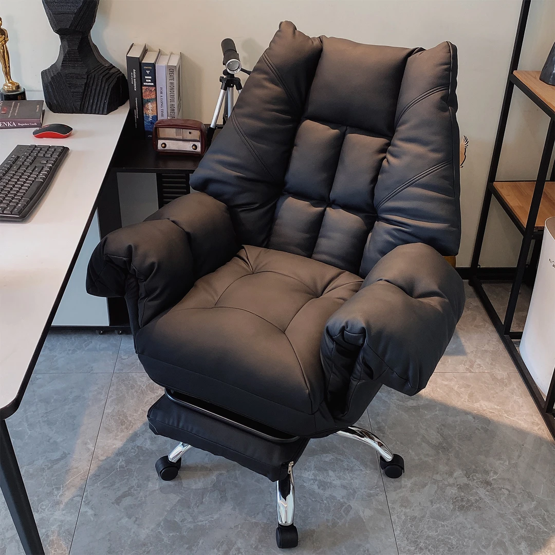 蓝泽老板椅家用办公电脑椅舒服办公室椅子商务沙发椅书房座椅可躺