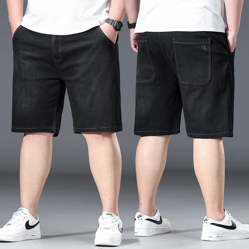 特大码牛仔短裤男五分中裤加肥加大胖子肥佬弹力宽松直筒马裤薄款