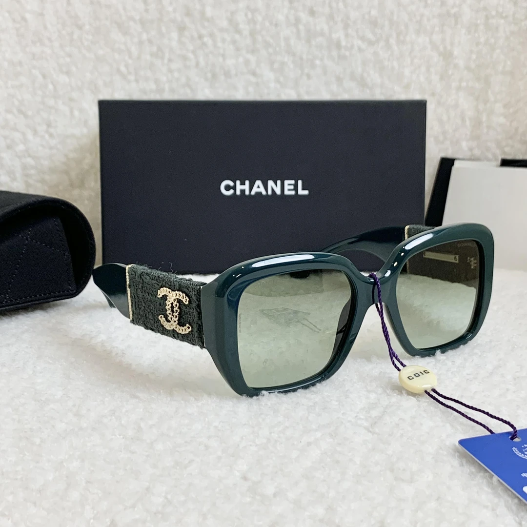 99新 Chanel/香奈儿 绿色毛呢墨镜14430782/12期免息/代卖服务