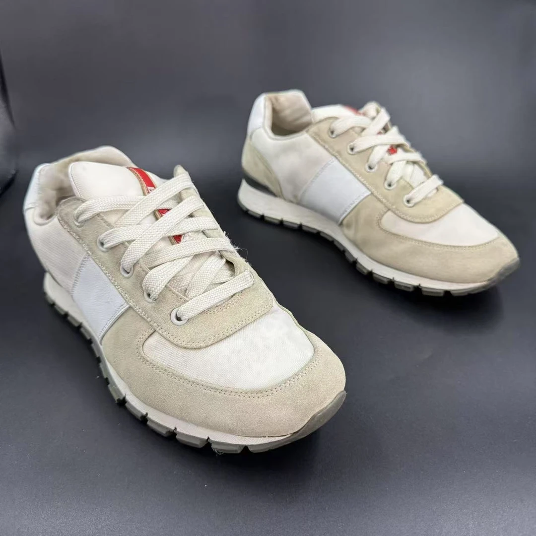 95新 Prada/普拉达 【AO福利】39.5欧码 男士帆布休闲运动鞋bd164