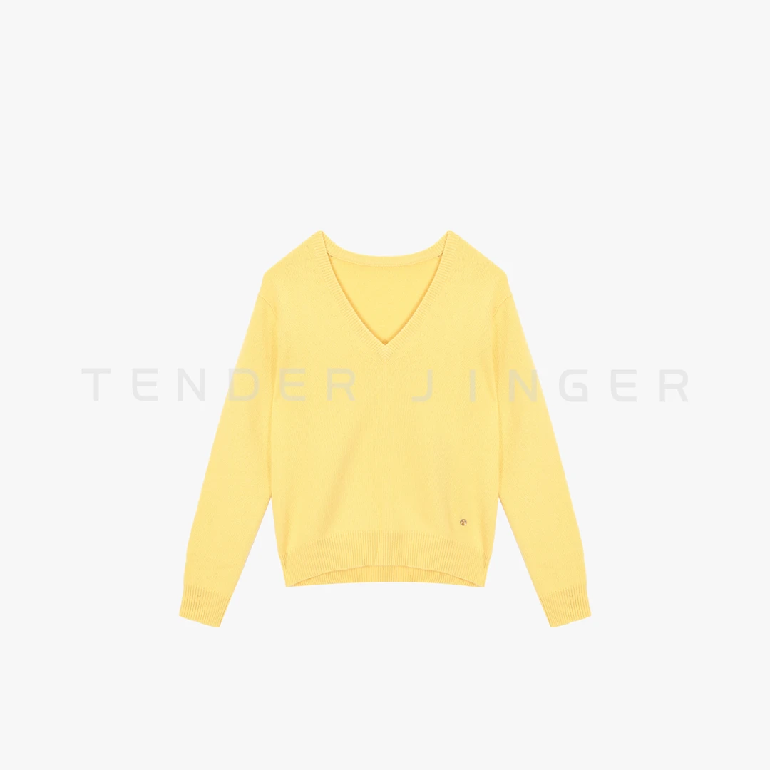 Tender Jinger｜线下专供 V领羊绒套头保暖毛衣针织T54YSY50551