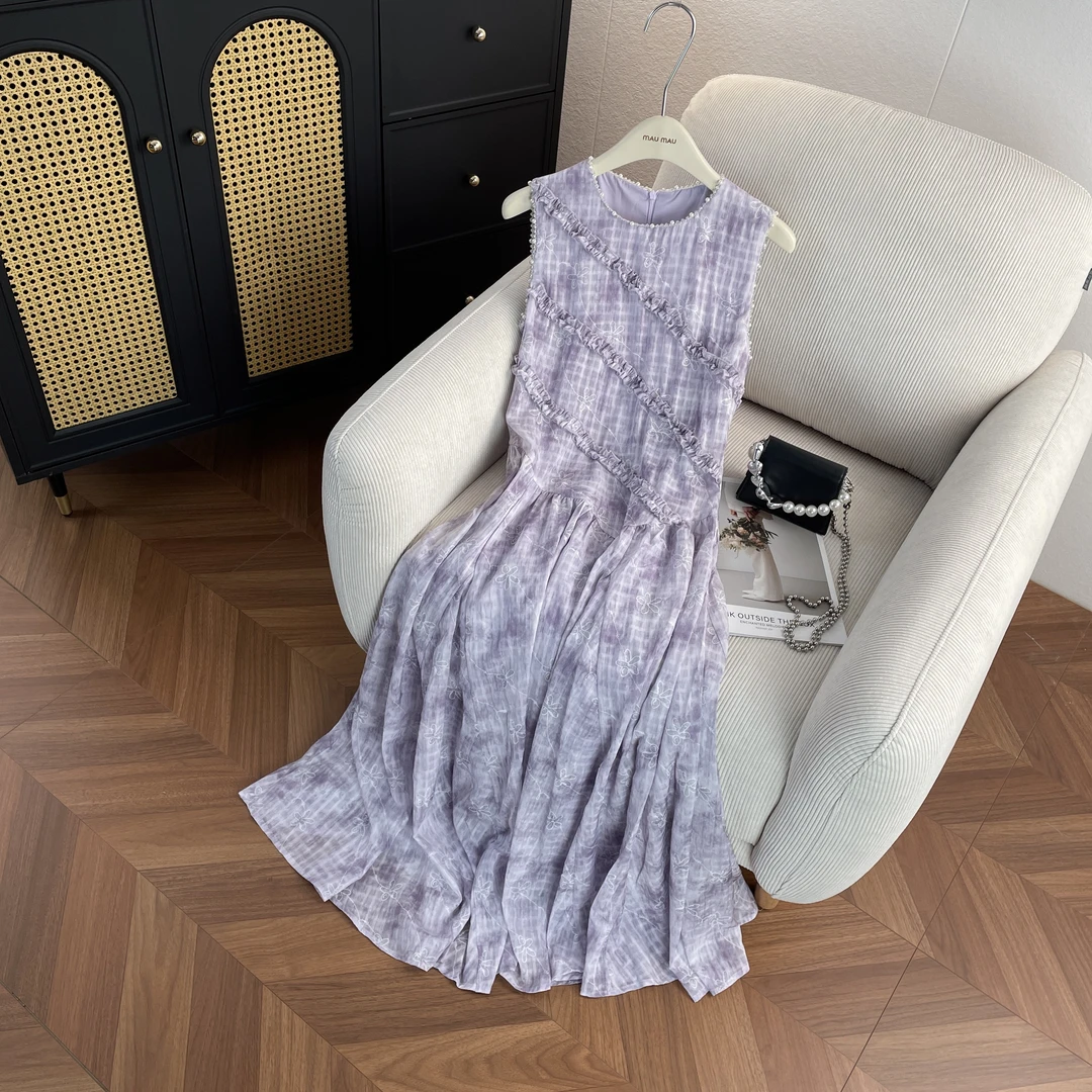 MIUMEN法式甜美温柔度假风减龄气质背心连衣裙女DY7351