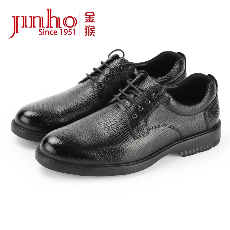 Jinho/金猴男鞋头层牛皮高端纹路软皮防滑耐磨男鞋250401A