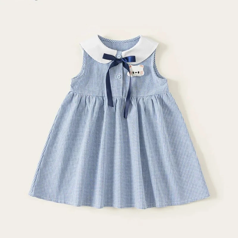 儿童连衣裙夏季2025新款宝宝娃娃领女童卡通裙洋气公主无袖背心裙