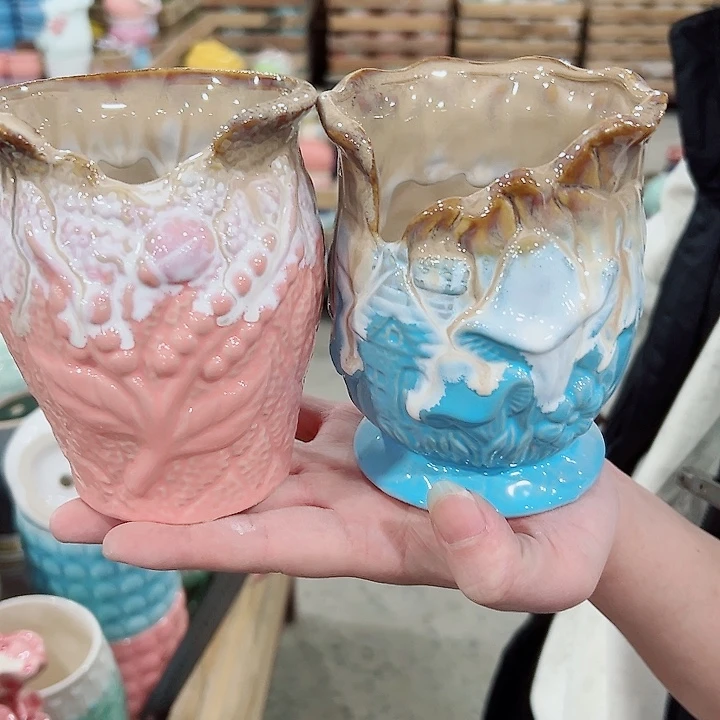 有孔.凑满10元发货多肉陶瓷花盆！