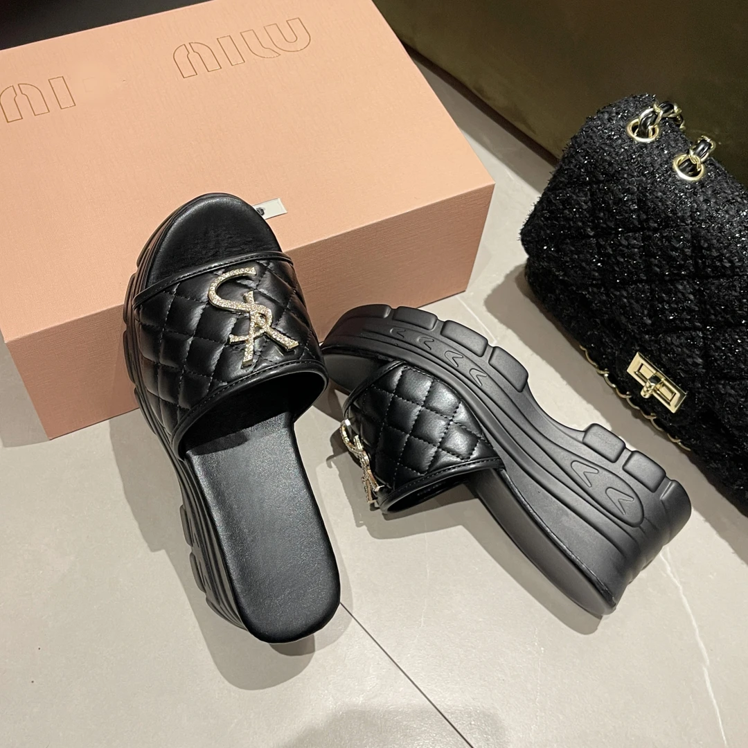 高质感穿搭仙女风韩版日常一字拖拖鞋增高8cm外出夏季时尚百搭凉