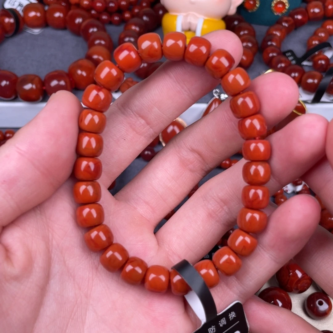 南红玛瑙未镶嵌其他8.6mm瓦西柿子火焰纹手串