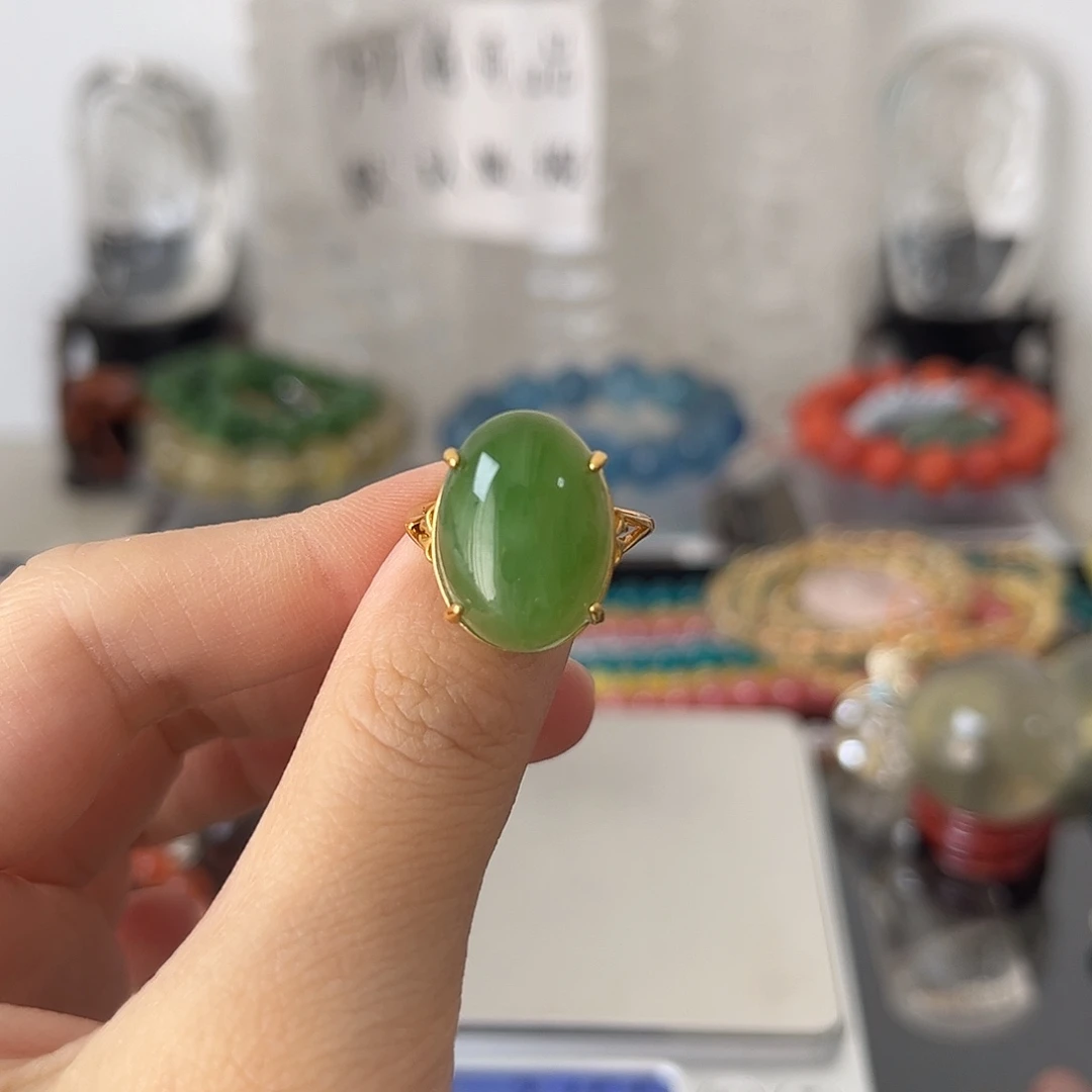 银S925镶嵌戒指和田玉矿坑