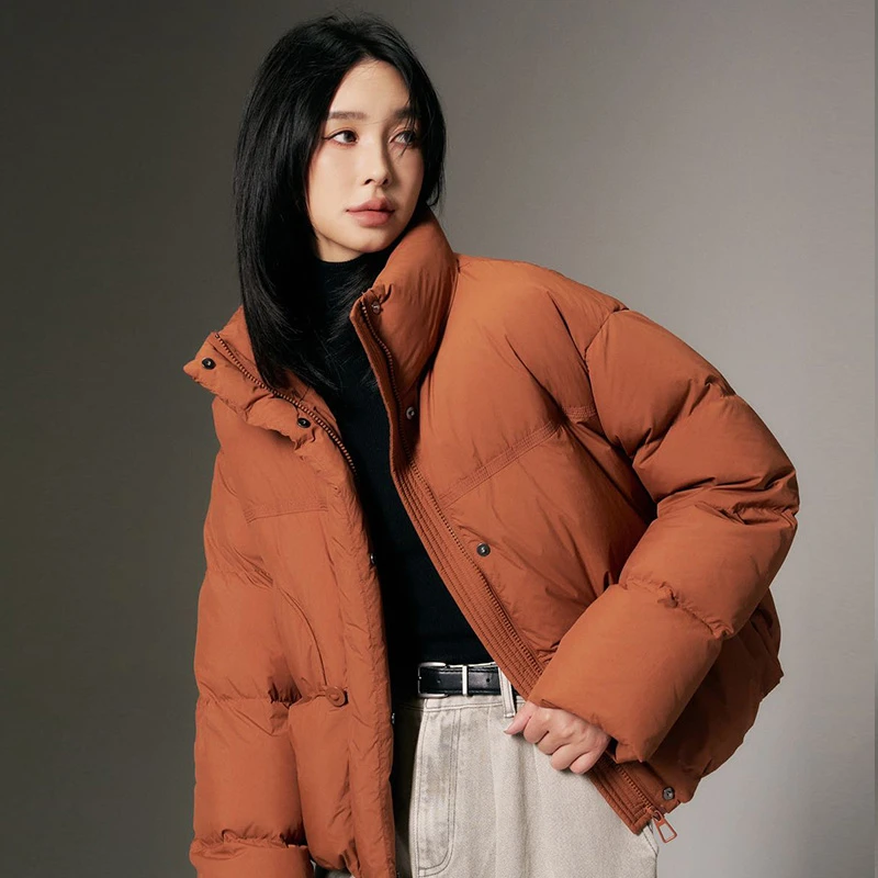 立领羽绒服女2025新款冬季新款时尚保暖加厚宽松90白鸭绒外套潮