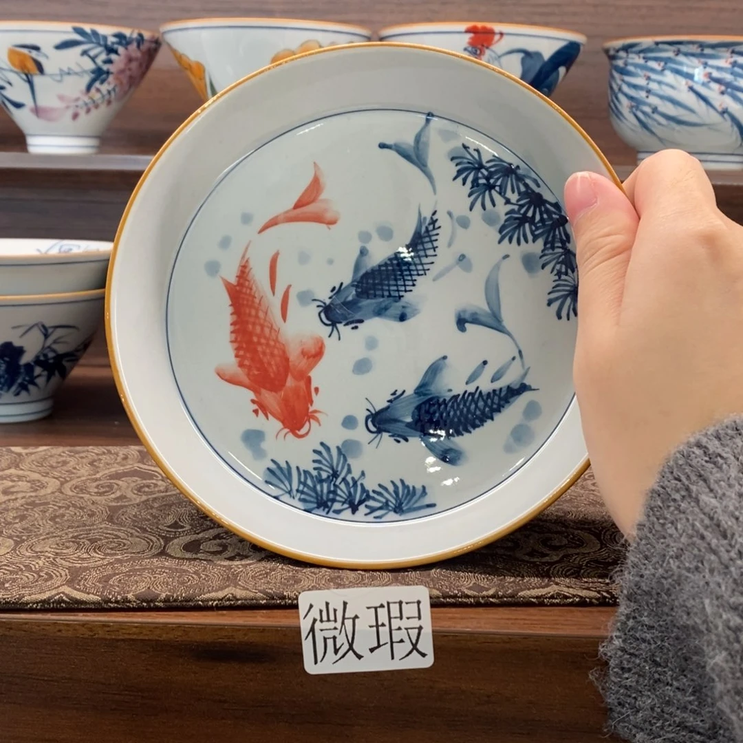 釉下彩老陶泥手工绘制