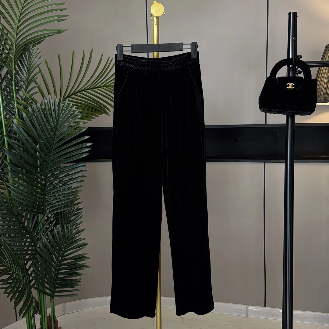 8100高端欧货百搭显瘦垂感九分丝绒阔腿裤