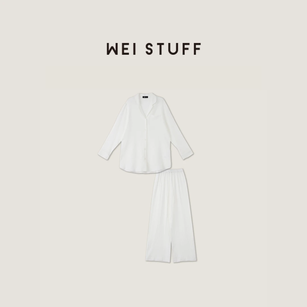 WEI STUFF 春季欧若风纯棉极简舒适简约宽松居家睡衣套装 8024 S