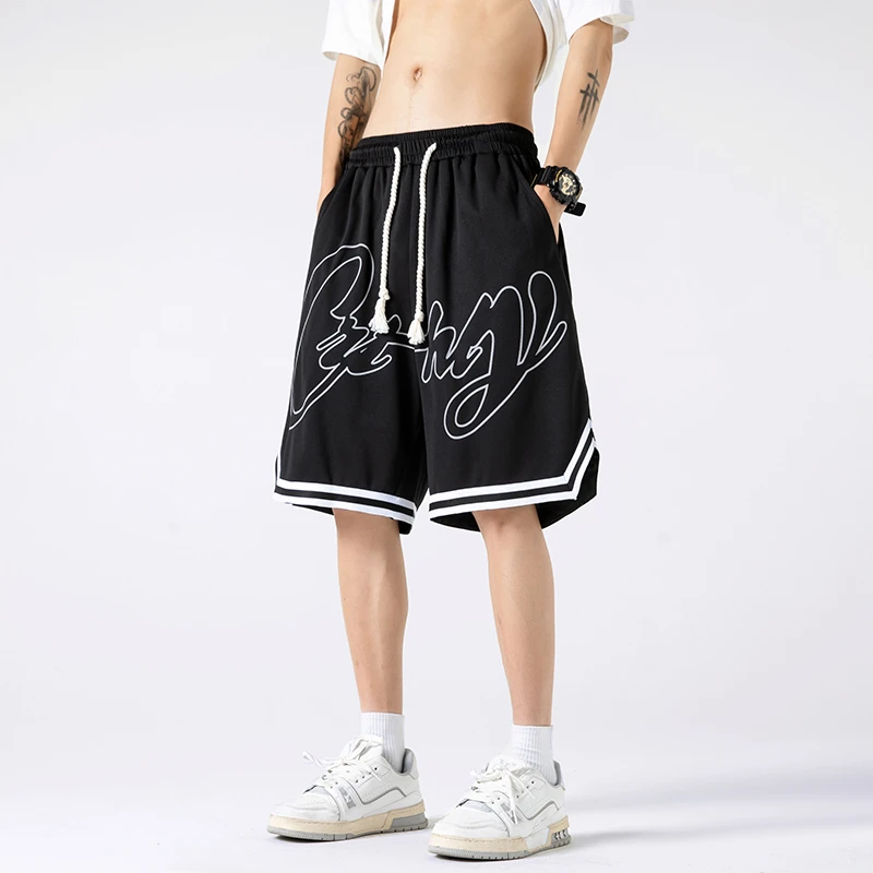 22958夏季潮牌美式复古高街痞帅运动五分裤学院风ins字母休闲短裤