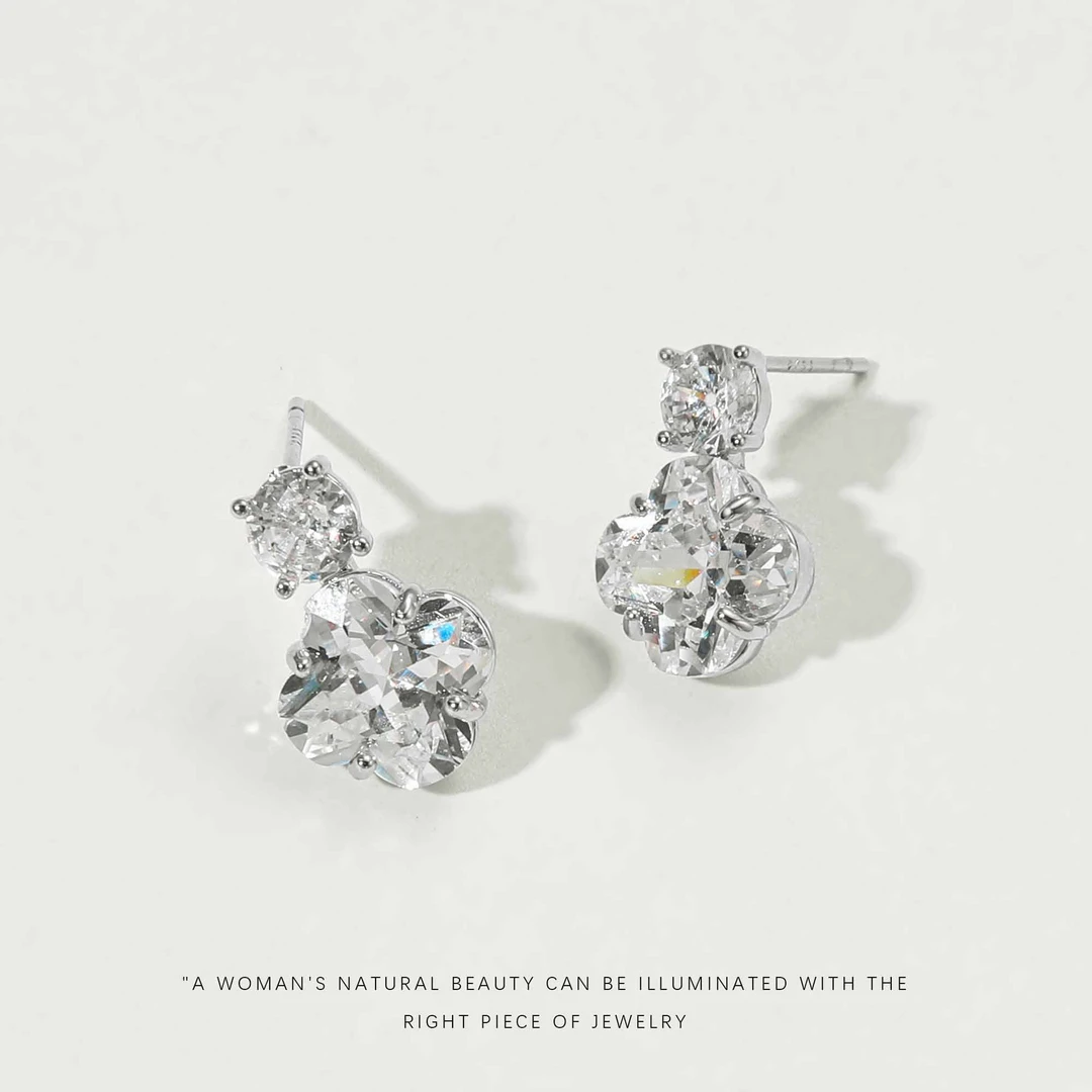 铜合金合成锆石耳饰 耳钉A439