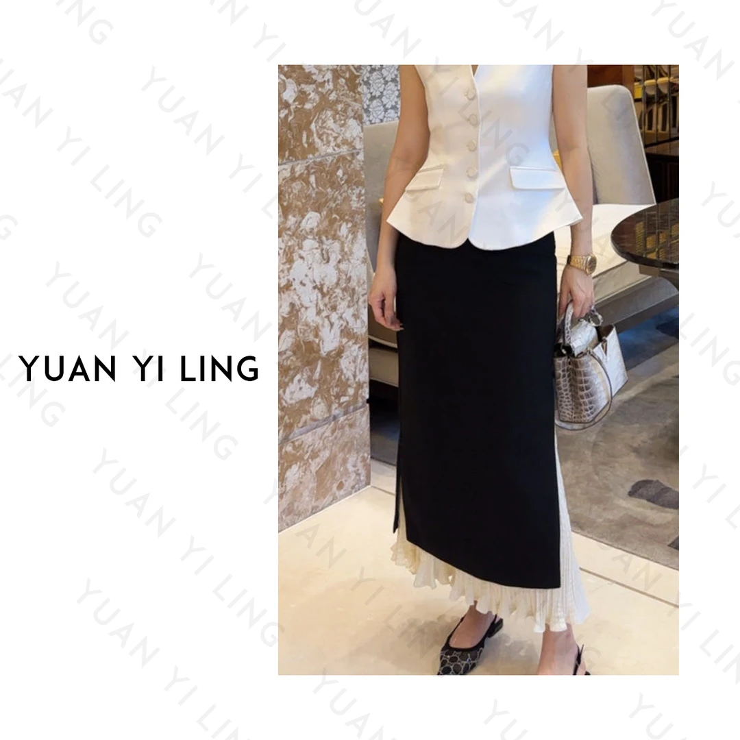 袁艺灵【心动】24设计师新优雅法式重工压褶休闲时尚半身裙春