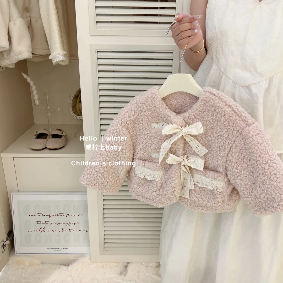 【现】咸柠七可爱秋冬羊羔绒外套2024女宝宝韩版毛茸茸加厚棉袄