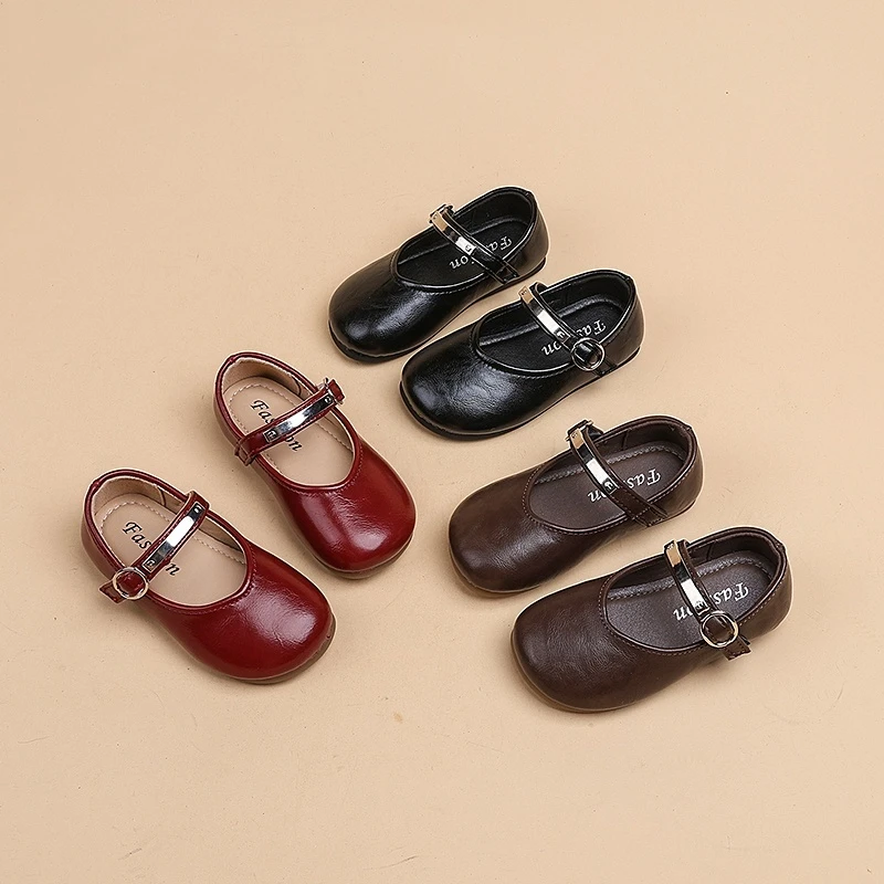 ABC 女童小皮鞋2025春秋新款儿童鞋子宝宝黑色公主鞋复古软底单鞋