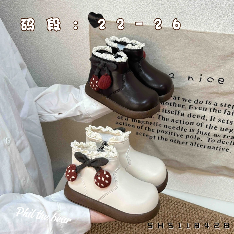 时尚风韩版女童休闲风车缝线棉靴皮靴公主鞋靴子短靴ol