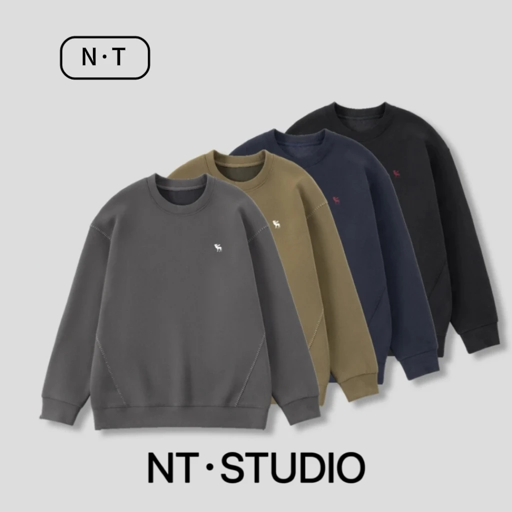 男士冬季加厚麋鹿刺绣明线设计百搭宽松圆领卫衣66579