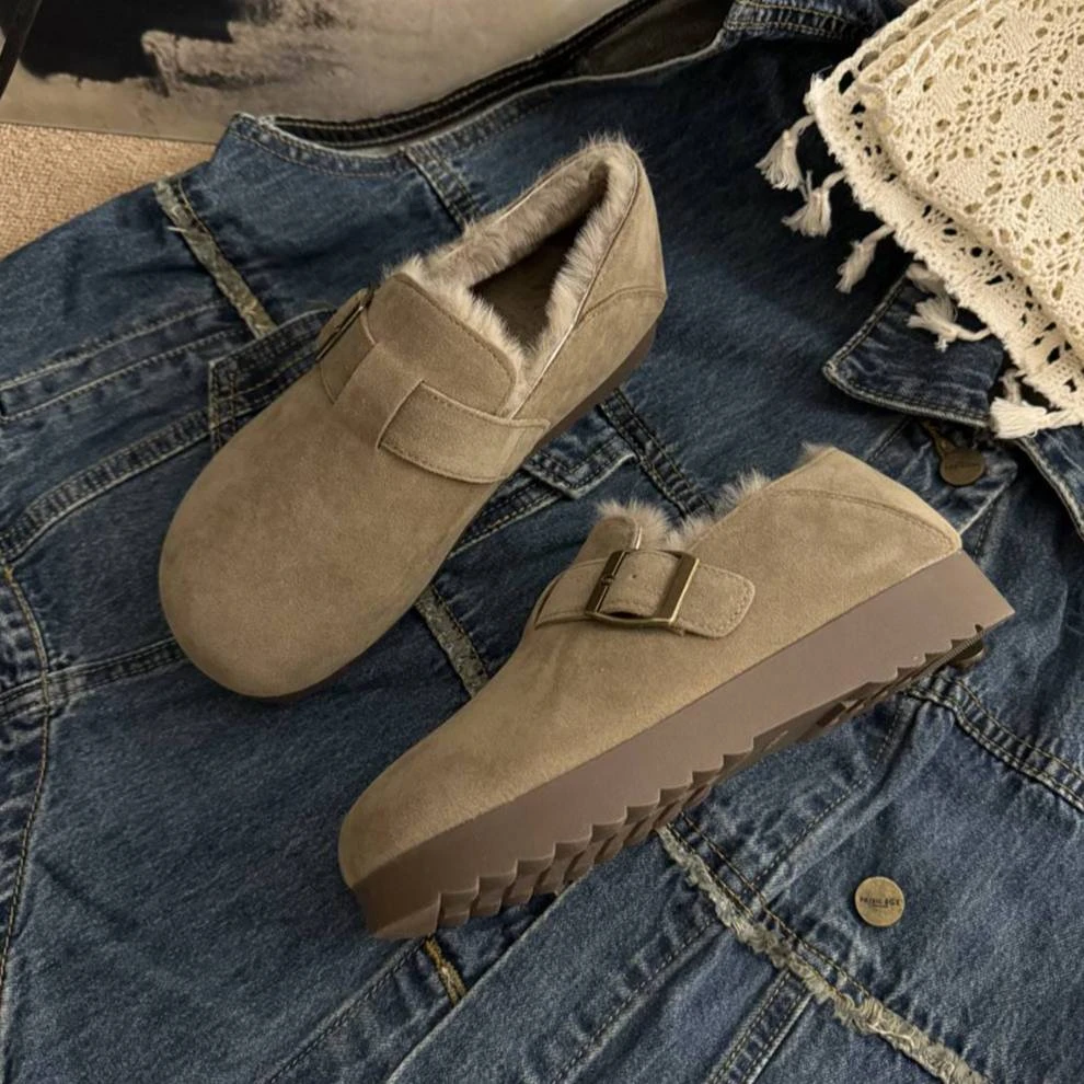 牛筋底~两穿厚底勃肯鞋女外穿2025新款秋冬懒人一脚蹬加厚博肯鞋