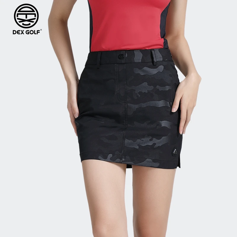 DEXGOLF韩国高尔夫女士短裙夏季新款5058个性迷彩印花包臀裙修身