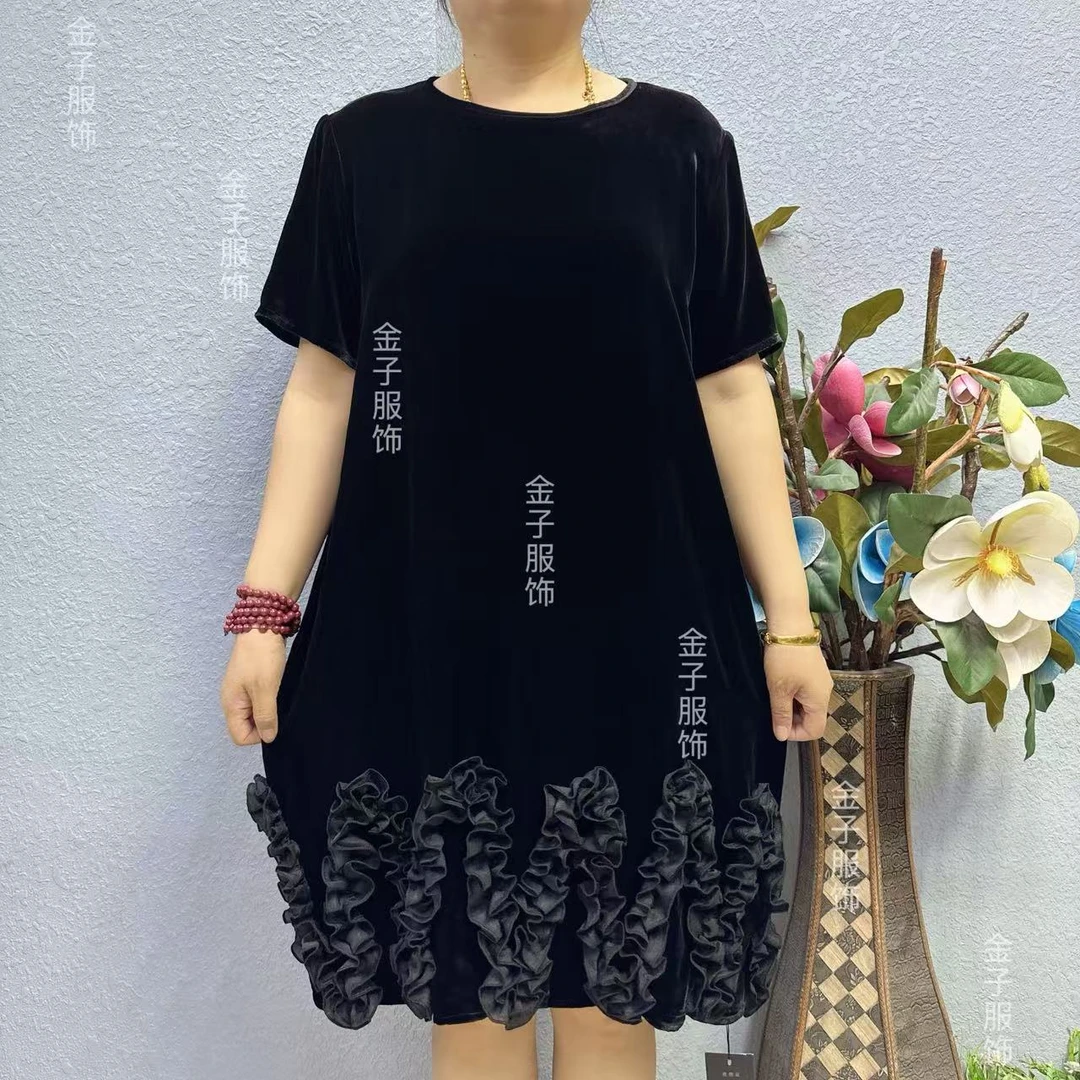 P2-6623大码蚕丝连衣裙妈妈装新款式裙子