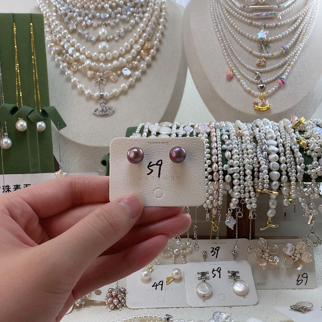 银S925镶嵌淡水珍珠耳饰