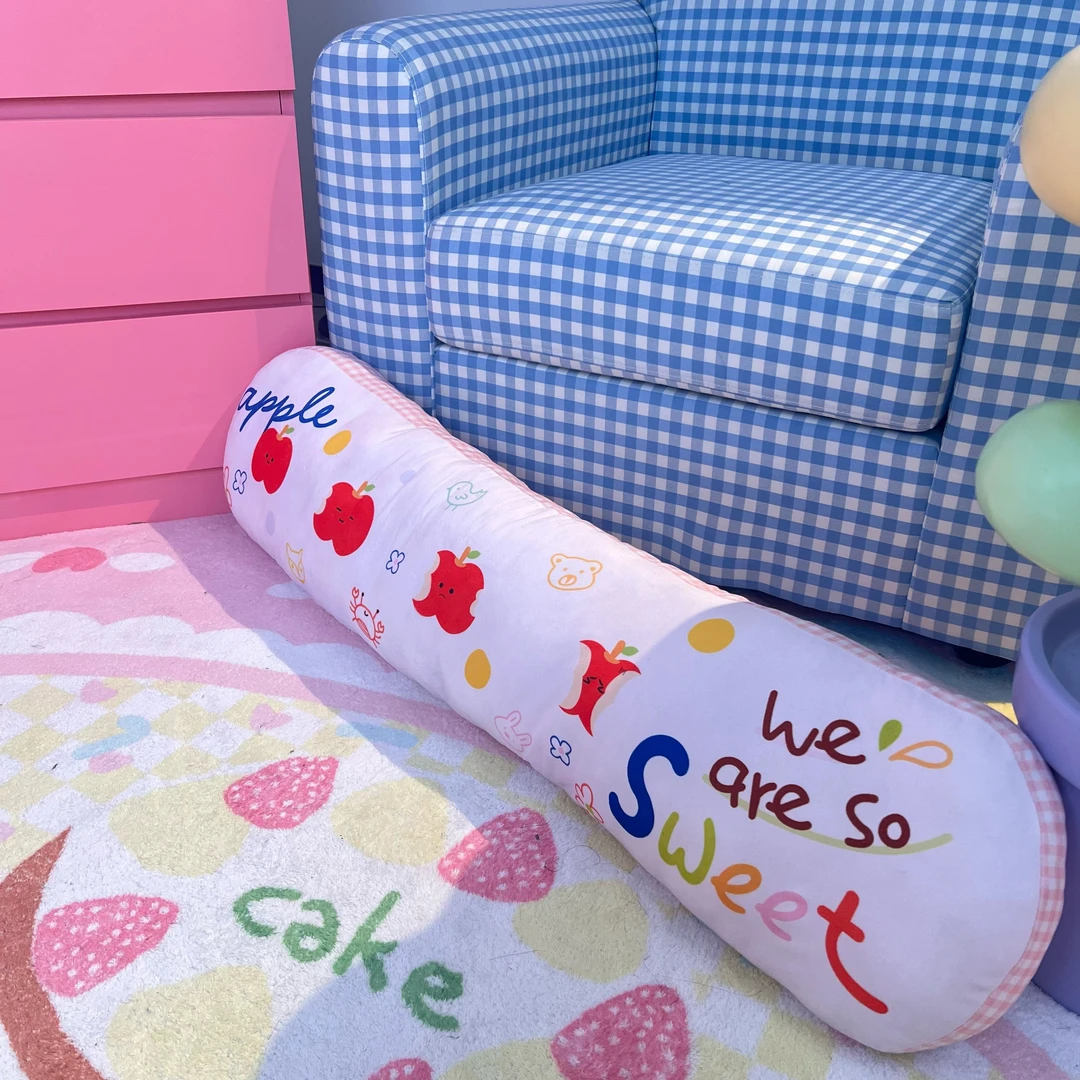 被吃的苹果抱枕长条抱枕女生睡觉枕头卧室夹腿侧睡格子