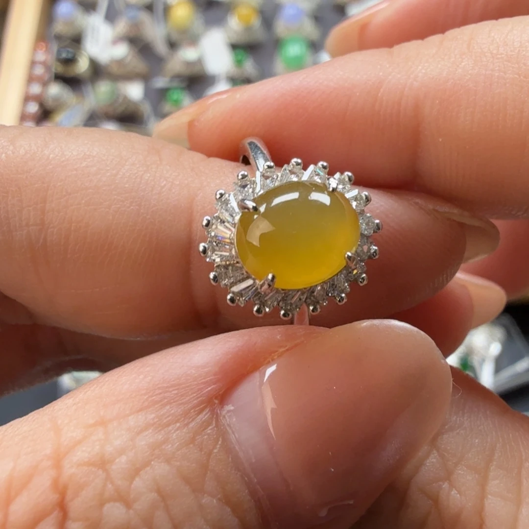 翡翠银S925镶嵌戒指8064