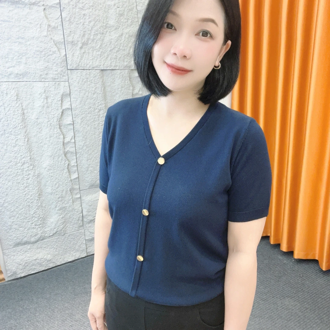 4668微胖夏季新款V领短袖假开衫【大米家专属】爆款气质显瘦上衣