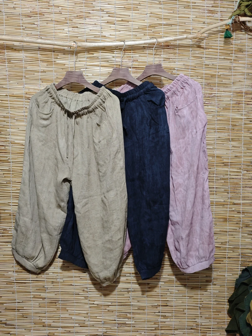 复古亚麻夏季休闲裤（长90一76）90/180斤