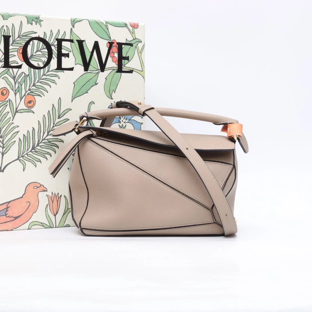 95新 LOEWE/罗意威 几何单肩包 小号 大象灰 皮革C P205437841