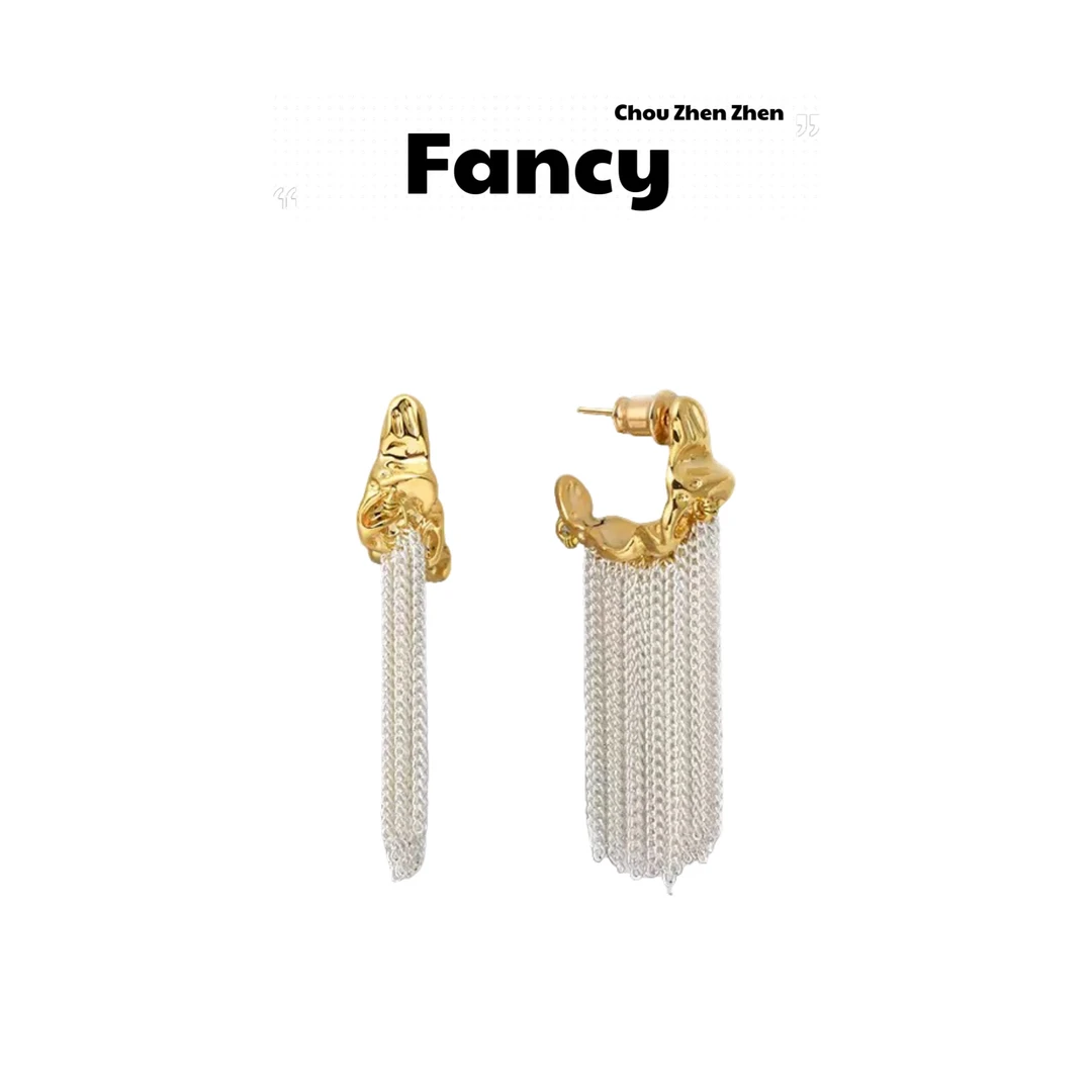 铜合金耳饰 【瀑布流苏 耳饰】小众高级设计感气质百搭优雅流苏耳环