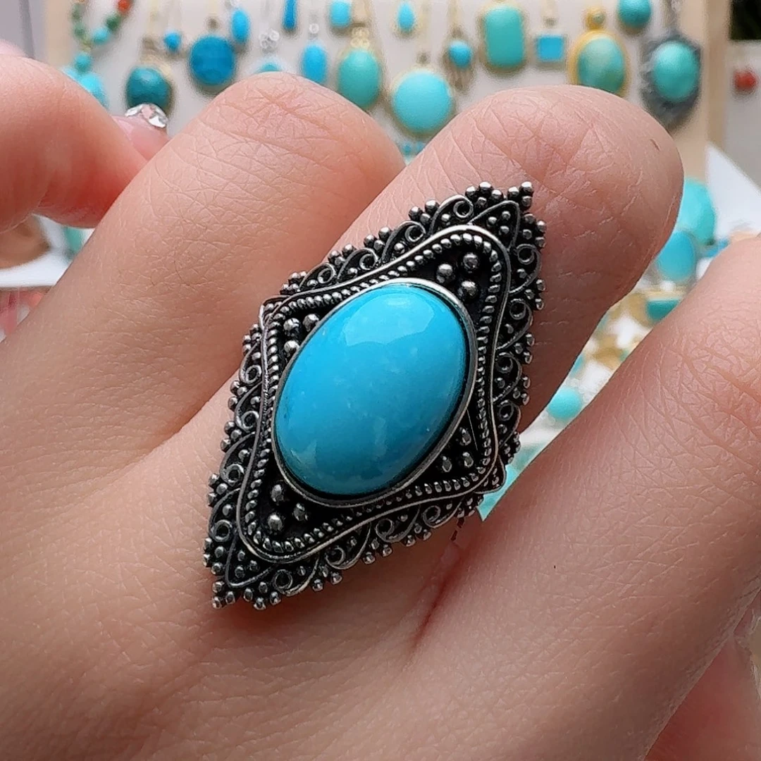 绿松石珠宝奇石银S925镶嵌