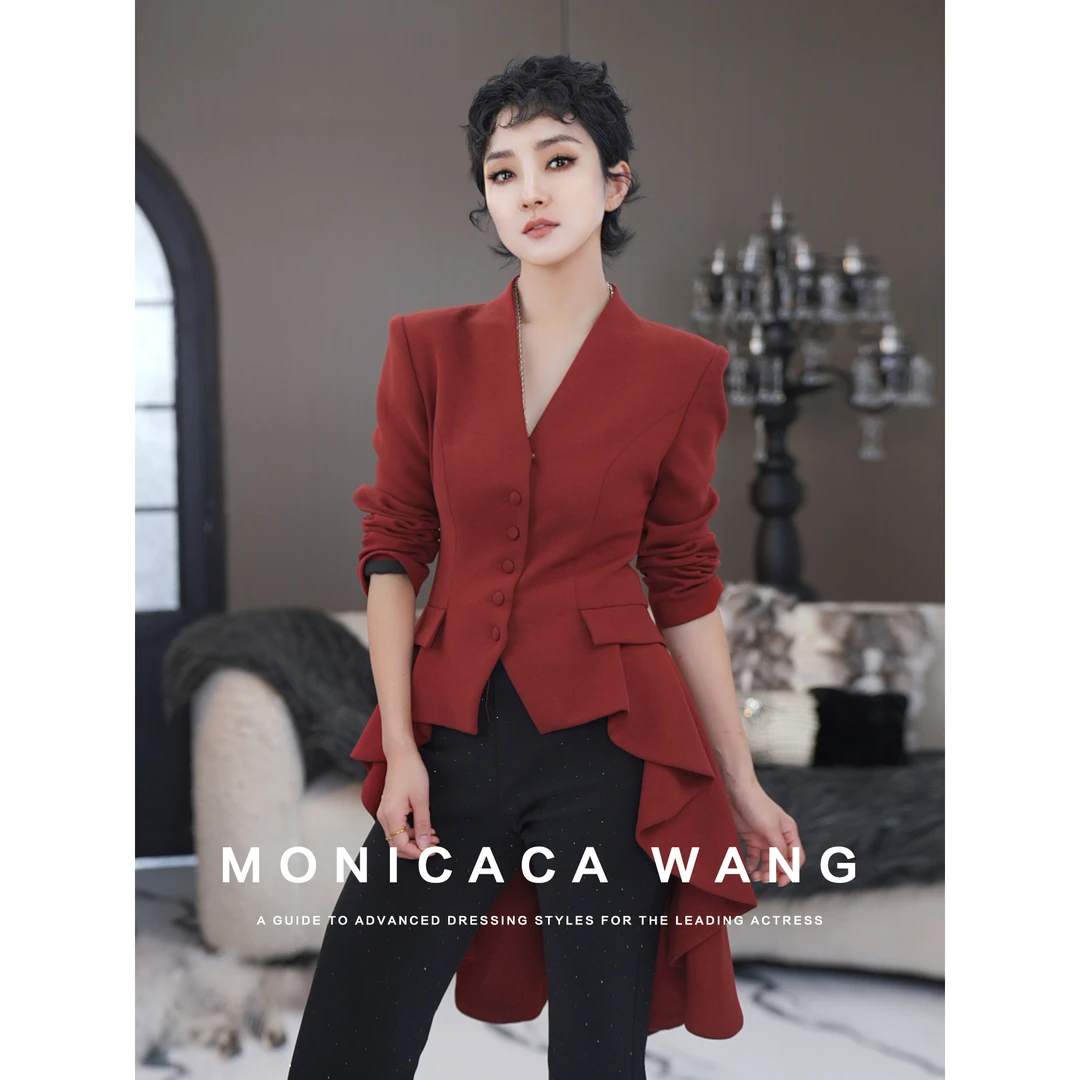 【莫妮卡卡】2025冬季加棉设计感休闲时尚百搭燕尾西装外套ZJS9011