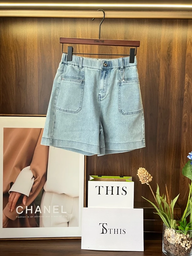 56123夏季短裤高腰四分短裤水洗女装百搭工装风