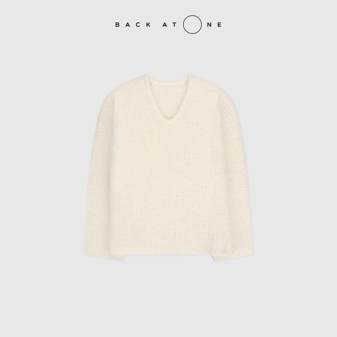 BACKATONE“绒绒慕斯” 羊驼毛羊毛肌理感百搭针织衫 BFF-1AB026H-C