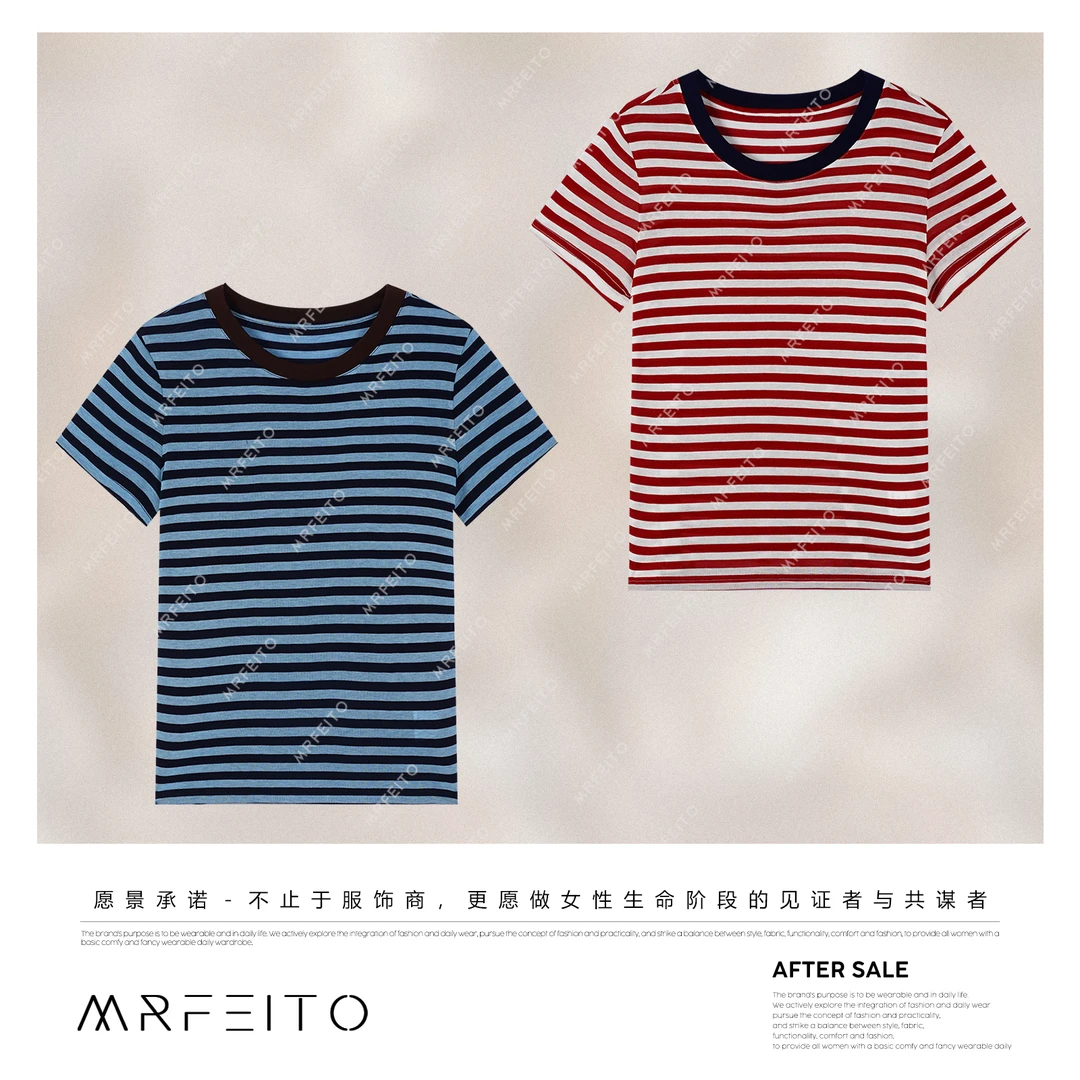 MRFEITO菲爷驾到【微风轻拂】条纹休闲女士针织衫H2M02X32049