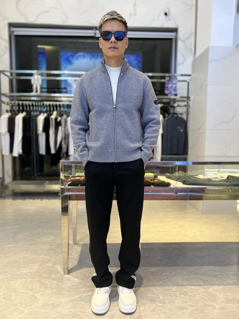 CAVALLI CLASS卡沃利秋冬新款高端轻奢宽松立领绵羊毛夹克