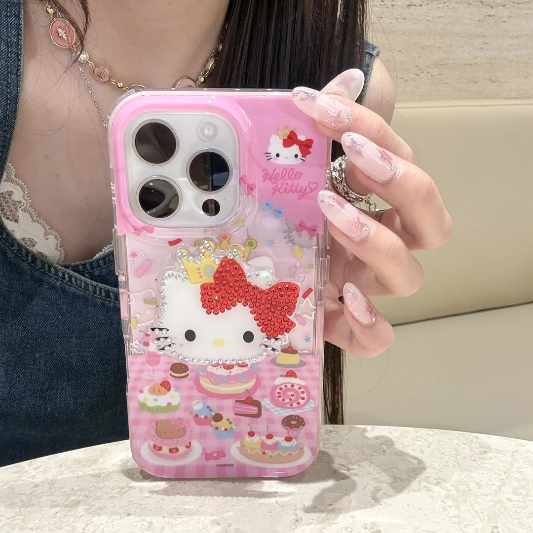 ins卡通生日蛋糕KT猫立体支架适用iPhone16苹果15ProMax/14手机壳