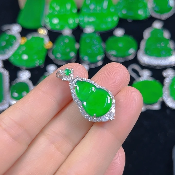 翡翠银S925镶嵌吊坠(不含链)