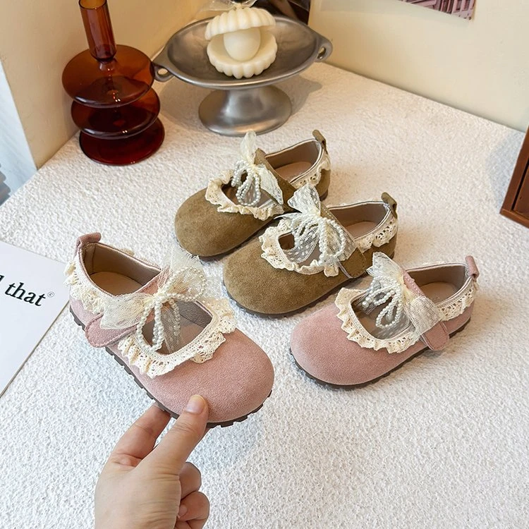 2025新款女童宝宝皮鞋儿童软底蕾丝春秋花边女孩公主鞋单鞋森系