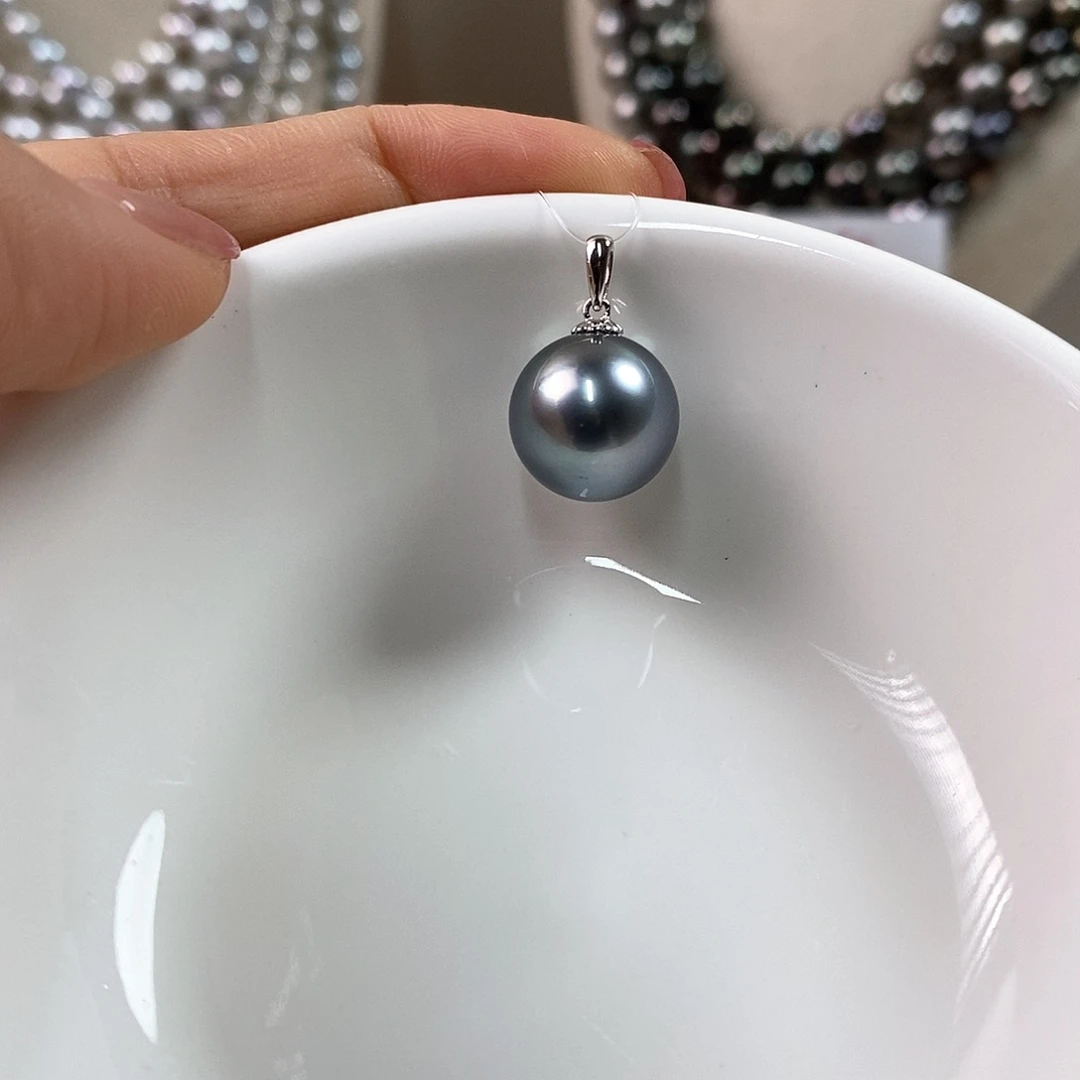 吊坠(不含链)海水珍珠18K金镶嵌12.9m大溪地海水珍珠吊坠（孔雀）