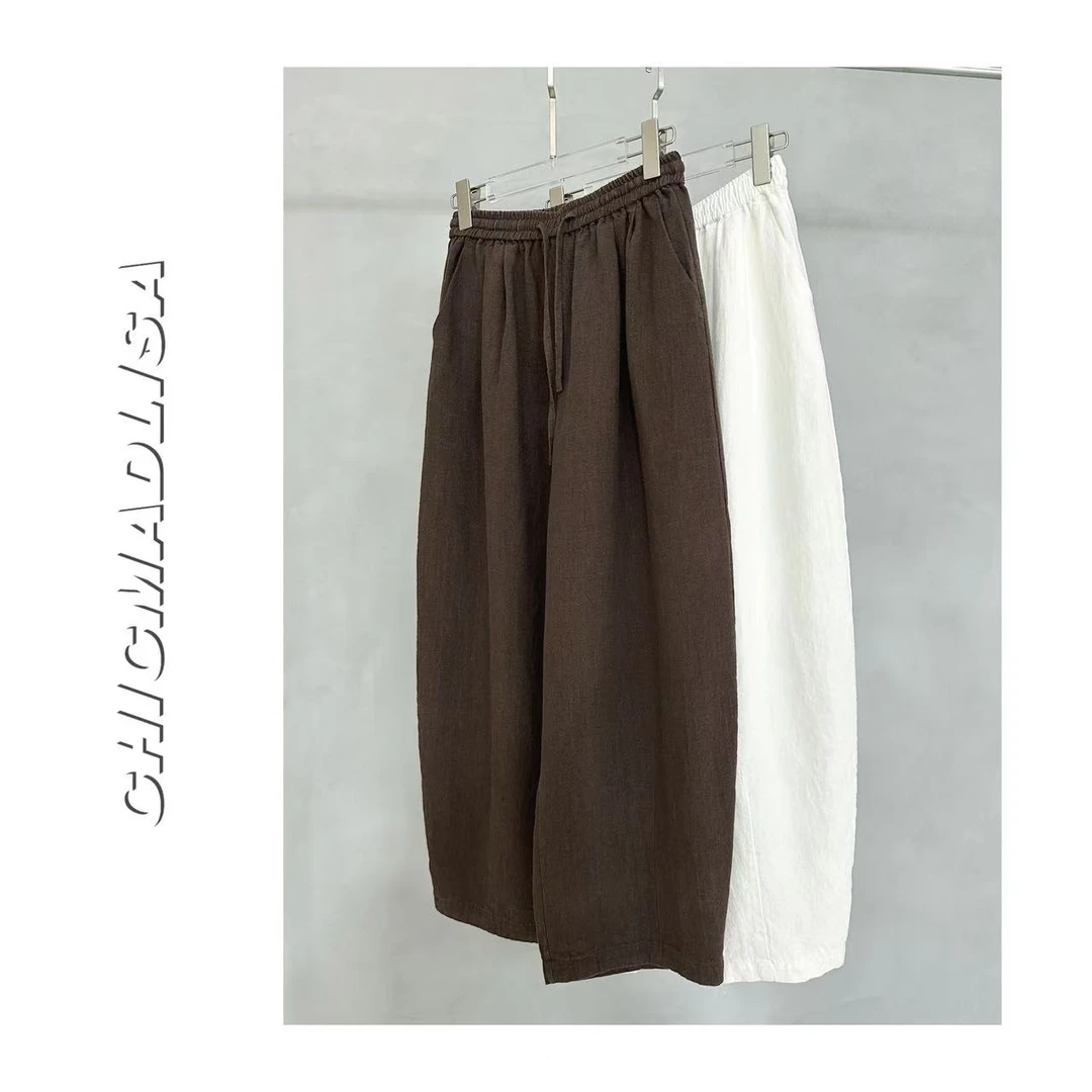 MADLISA【汉麻九分裤】高奢100汉麻独家原创砂洗透气梨形九分气球裤