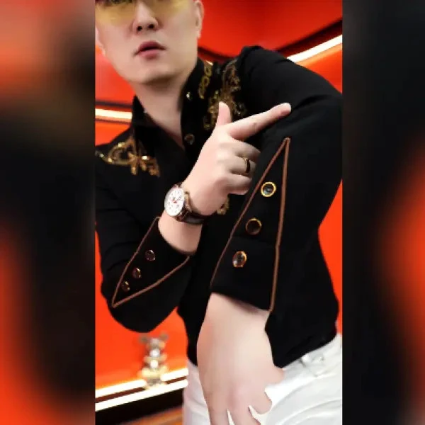 《凤尾衔花》男士秋季新款卫衣商务潮流轻奢休闲百搭套头修身长袖