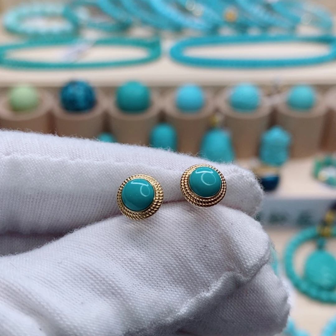 绿松石珠宝奇石18K金镶嵌