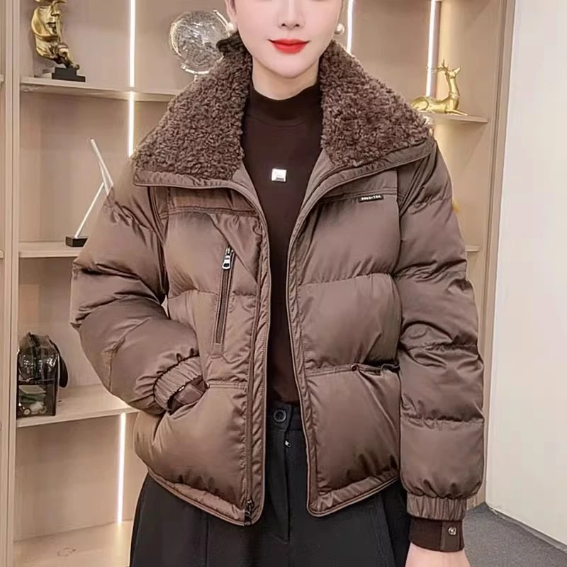 毛领棉服短外套女2025冬季新款韩版休闲时尚通勤百搭加厚保暖上衣