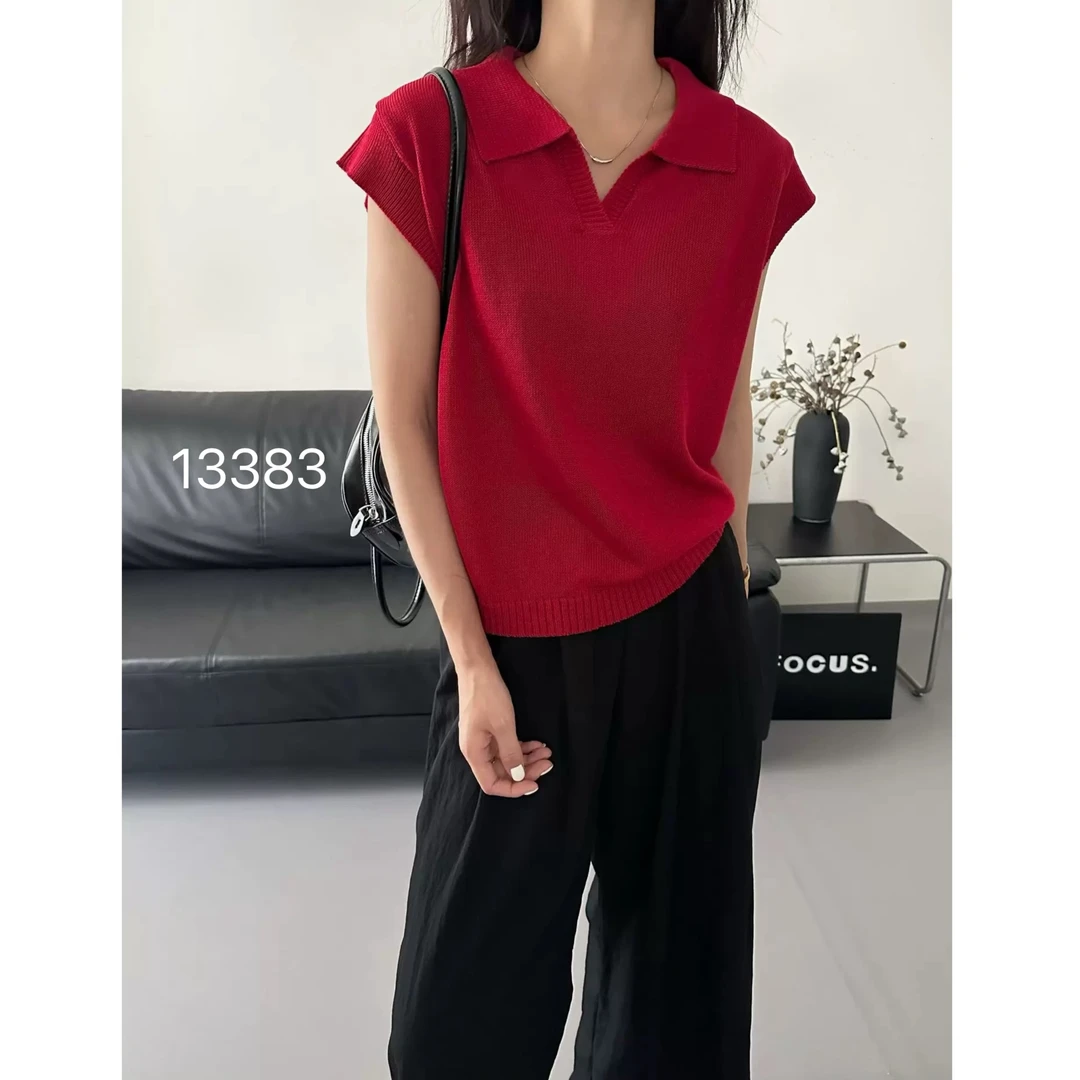13383（部分无水洗唛，介意慎拍）WANGDAN新款翻领净版无袖背心
