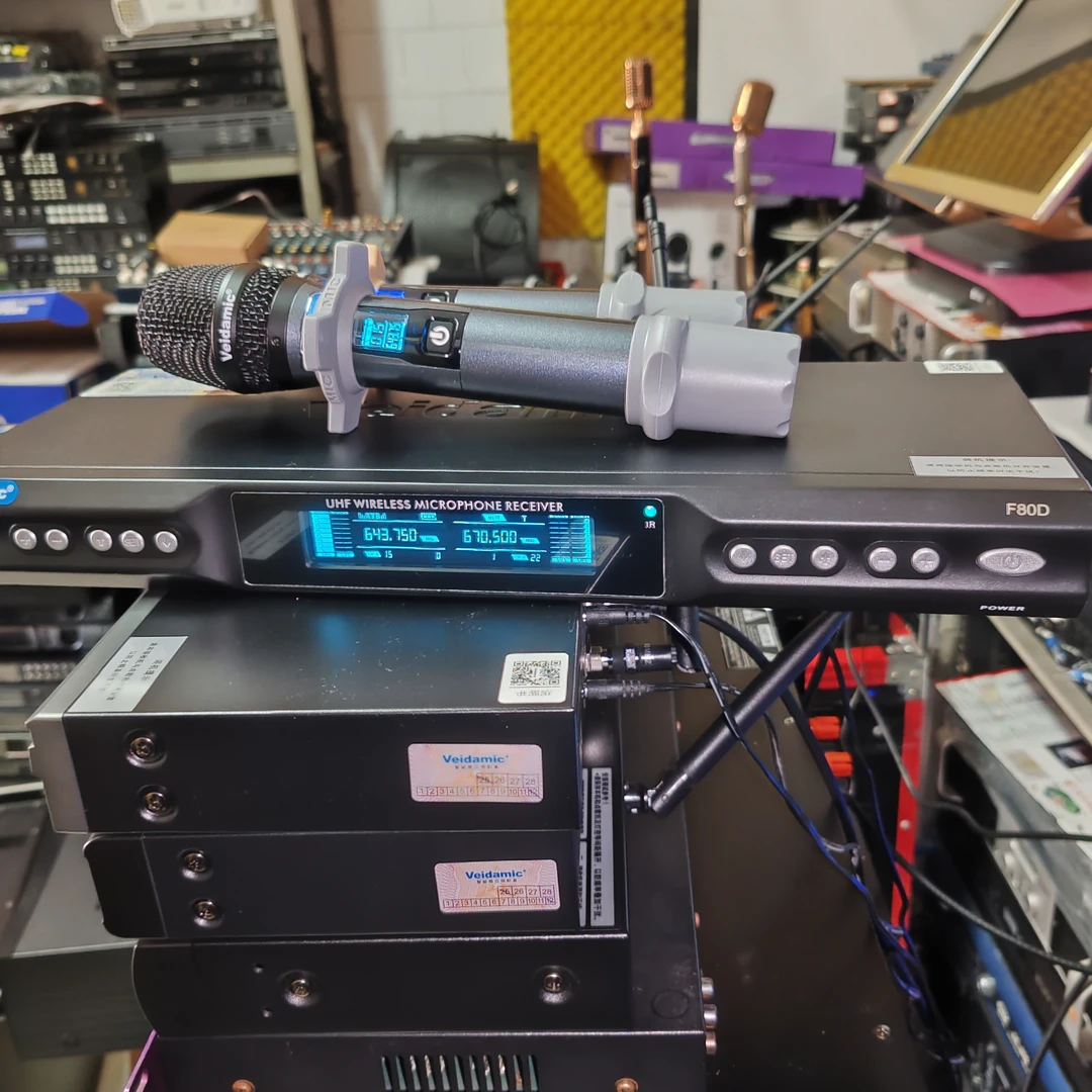 99新威达厂F80D高档麦克风，轻松入麦，易唱，灵敏度高，清晰！一拖二！