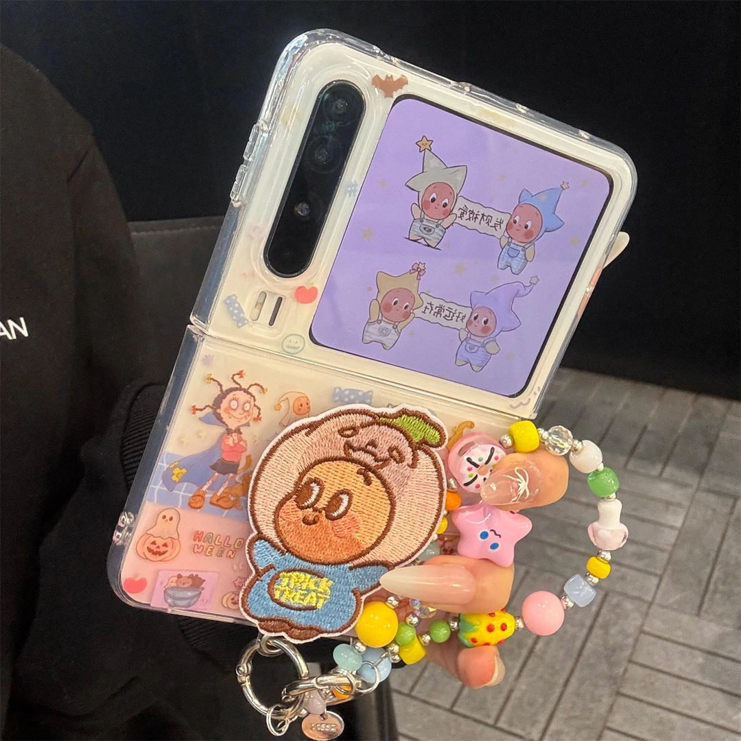 适用华为purax典藏版手机壳粉底小魔女蒙娜pocket2星星人刺绣支架